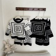 2025新作韓国子供服 ベビー服  キッズ  男女兼用 長袖トップス+ズボン 2点セット 2色 90cm-140cm