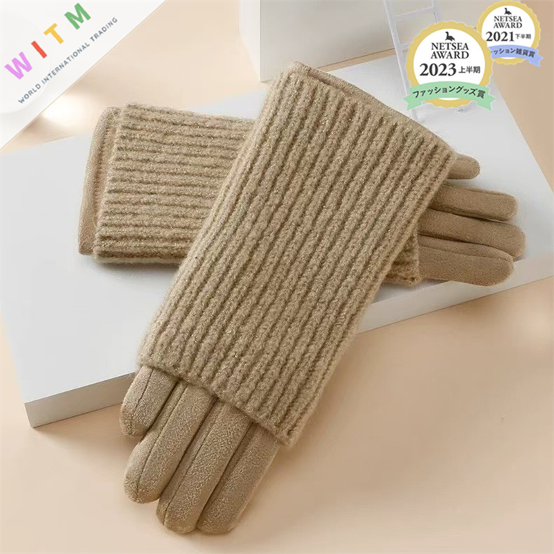 2025秋冬新作 手袋 ニット×スエード スマホ対応 レディース タッチパネル 暖かい