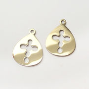 ステンレス 【SUS304】 チャーム ゴールド 雫型 プレート 十字架 ハンドメイド パーツ 金属アレルギー対応