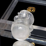 【一点物】ペンダントトップ　ニードルイントパーズ＜ブラジル産＞　蛇×瓢箪　K18　ゴールド