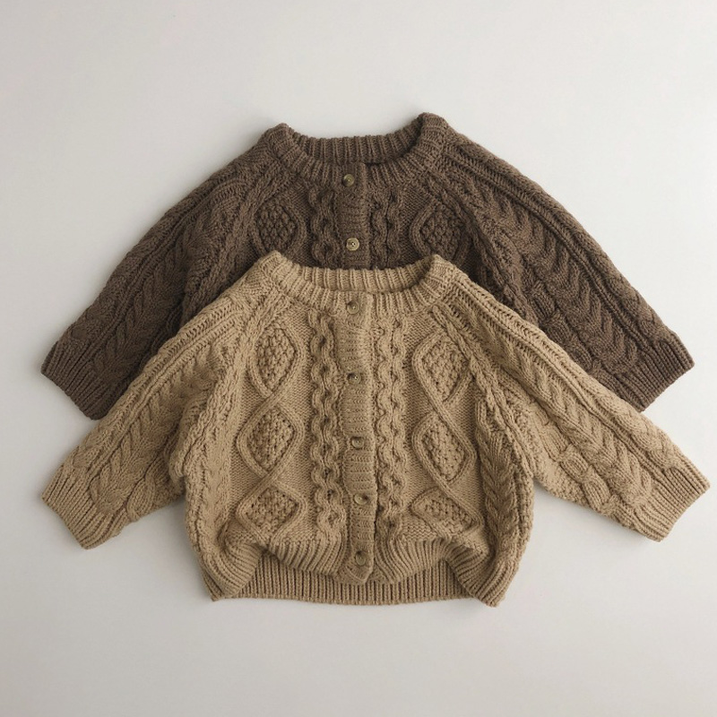 2025秋冬※MTINY☆キッズ 厚手カーディガン 無地 ニットアウター