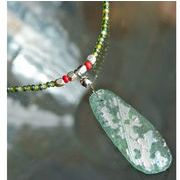 ローマングラス + ジルコン＆チェコビーズ　ネックレス　zc01