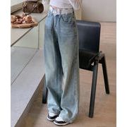 【日本倉庫即納】 レースウエストデニムパンツビジューデニム