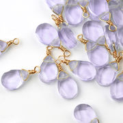 【天然石 ラベンダー】 チャーム シャンクビーズ 約15mm  ハンドメイド材料 ピアス ネックレス素材