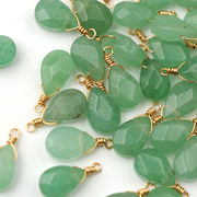 【天然石 アベンチュリン】 チャーム シャンクビーズ 約15mm  ハンドメイド材料 ピアス ネックレス素材