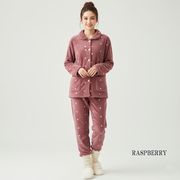 【期間限定！３日間タイムセール】あったかマイクロファイバー　ふわもこ両面起毛パジャマ　ハート柄