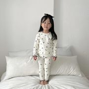 子供服　80~120cm　ベビーパジャマ　リボン柄Tシャツ パンツ　上下セット　韓国ベビー服
