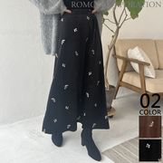 【2025新作商品♪】フラワー刺繍ベロアロングスカート