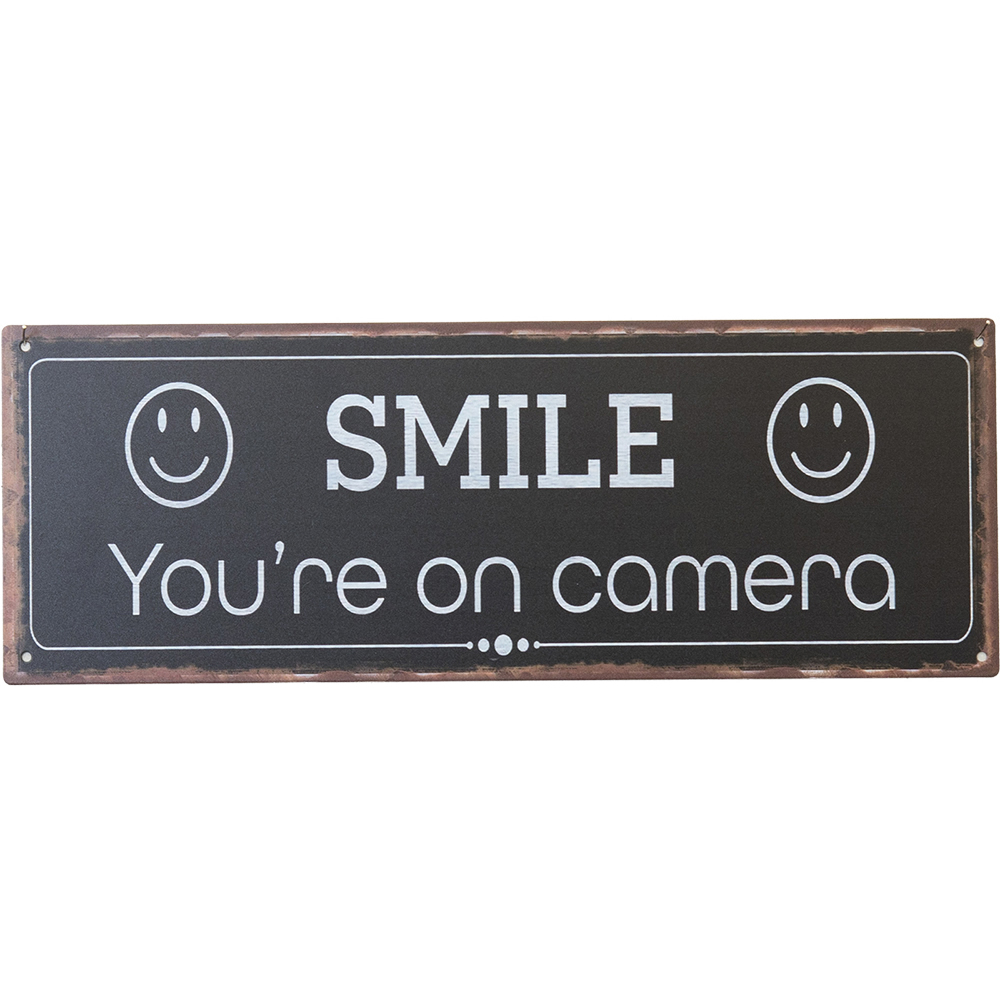 アンティークメタルプレート SMILE You are on Camera★