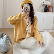 【2025秋冬】韓国風レースデザインニットコートカジュアル