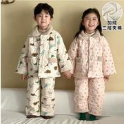 2025新作 トップス 韓国風子供服 子供服 長袖+パンツ2点セット パジャマ 厚手 ins 4色