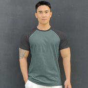 ラグラン Tシャツ 半袖 タイト メンズ クルーネック 半袖Tシャツ バイカラー 細身Tシャツ