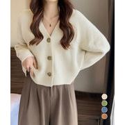 【日本倉庫即納】 ニットカーディガン Vネック 長袖秋冬服