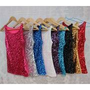 ダンスチョッキ ダンサー!スパンコールチョッキ 無地ベスト パーティー チアリーディング 学生ダンス