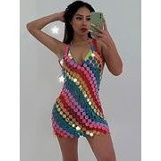 ダンサー必見!スパンコールワンピース ダンス  ナイトクラブドレス セクシードレス パーティードレス
