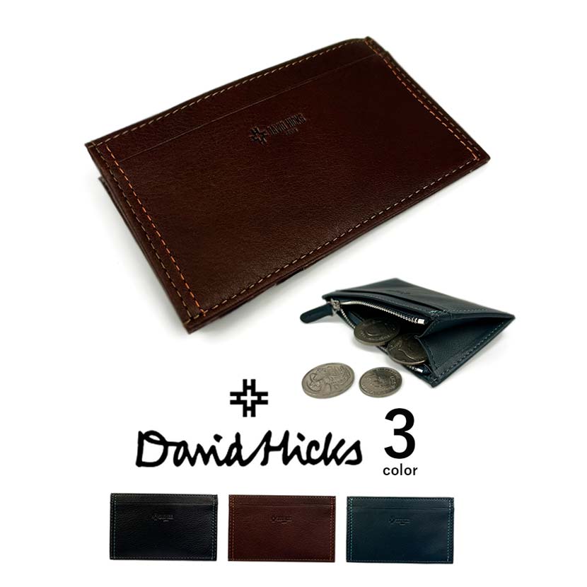 【全3色】DAVID HICKS(デービッド ヒックス)カラーステッチ リアルレザー 超スリム 小銭入れ