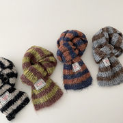 2025秋冬※Bolemaer☆子供用ストライプマヘアマフラー 裏起毛 防寒 男女兼用