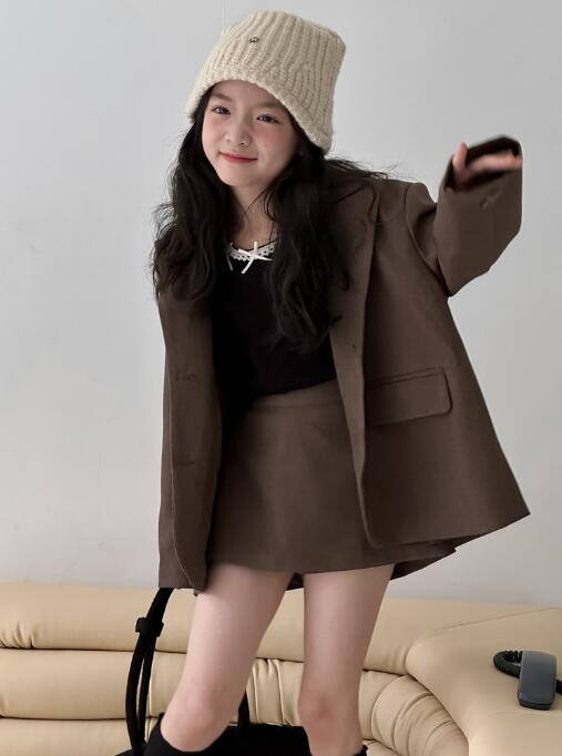 2025新品　子供服　トップス　スーツコート+スカート半ズボン　セットアップ　100-160CM　
