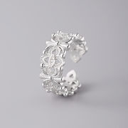 お花シルバー指輪 フラワー レトロ風 シルバーアクセサリー アレルギー対応 調整可能 おしゃれ 上品