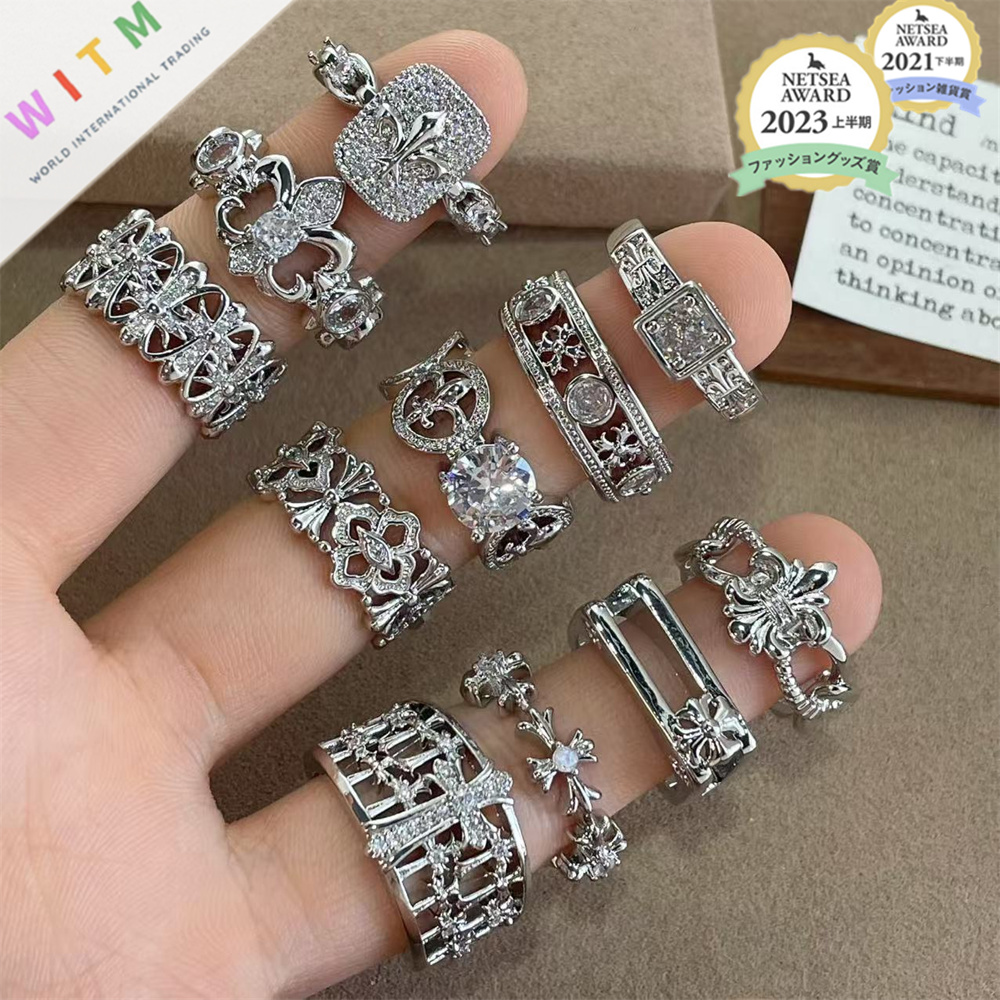 アヤメ 十字架 指輪 リング 開き指輪 開きリング アクセサリー 開口指輪 サイズ調整可能 レディース