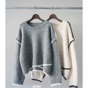 オシャレクルーネックニットセーター 　レディース　２色