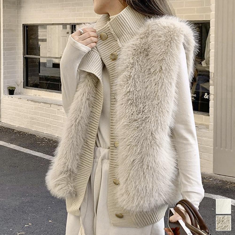 【日本倉庫即納】 ファーベスト レディース リブニットジレ