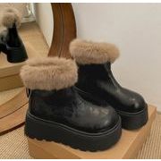 秋冬シューズ  ブーツ ショートブーツ   裏起毛  保温 PU  お出かけ 靴