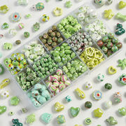 陶器ビーズ かぼちゃ アクセサリーパーツ グリーン 丸玉 ヒトデ シェル お花 キューブ セラミックビーズ