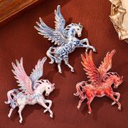 3色 神話 ペガサスのブローチ 動物 花柄 馬ブローチ コサージュ ピン  2026 新年  午年  馬のアクセサリー