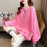 オシャレゆったりクルーネックパーカー　レディース秋　2色