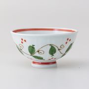 〈ＳＡＬＥ〉【波佐見焼】 点唐草 軽面軽量飯碗 中・赤　日本製