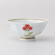 〈ＳＡＬＥ〉【波佐見焼】 なずな 面取軽量飯碗 中・赤　日本製