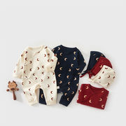 2025秋冬※綿100 新生児ロンパース ベビーつなぎ服 帽子お贈り