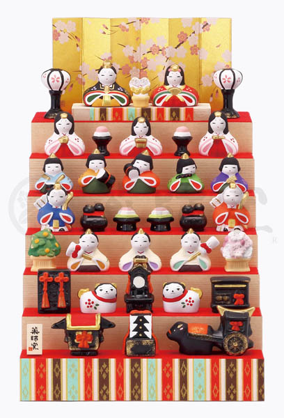 ★ひな祭りを飾る★ 縁起の良い雛人形【錦彩　花かざり雛(七段飾り)】