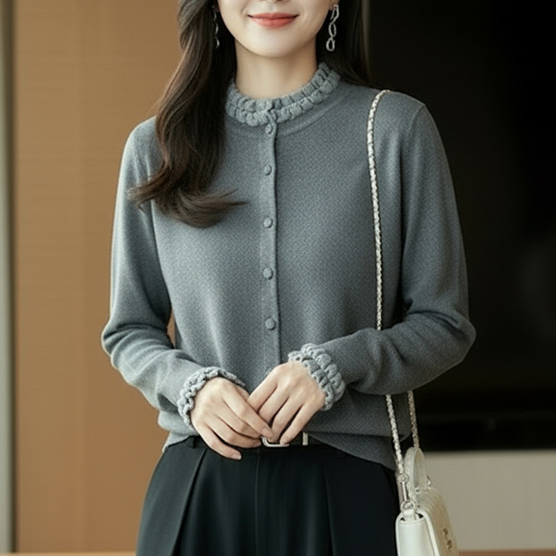 初回送料無料　ニットセーターおしゃれな長袖カーディガン上着　レディースファッション人気トレンド