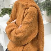 UQ0452トップス レディース セーター ニット カットソー スカーフ付き 3色 長袖 韓国風  2025秋冬新作