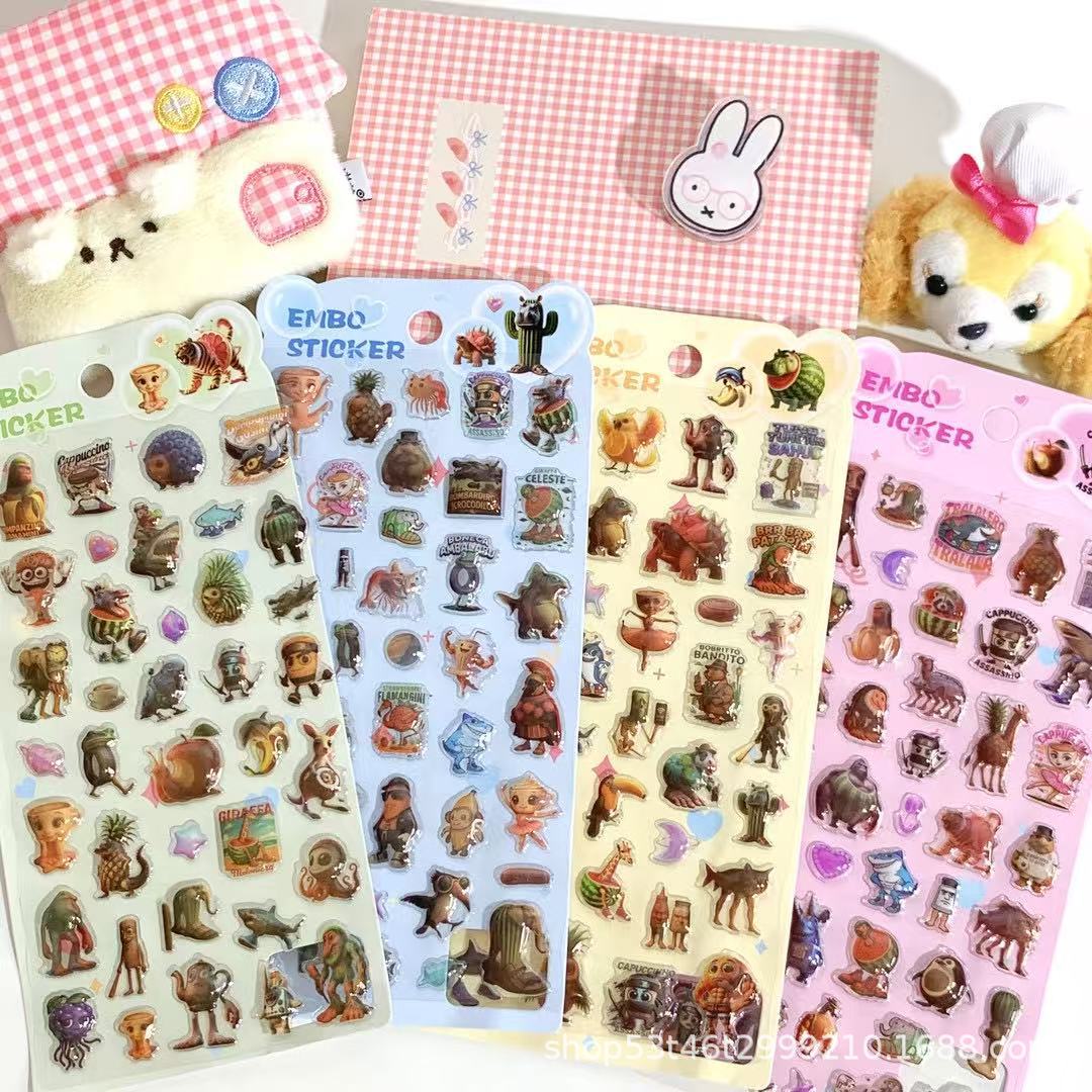 シール イタリアンブレイン ロット ぷくぷく可愛い 立体 泡ステッカー  手帳用 DIY用 日記帳用 スマホ用