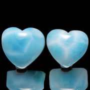 バラ石　ラリマー＜ドミニカ産＞　ハート形　約14×約12.5～13.5mm　貫通穴　ランダム発送