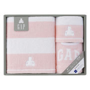baby GAP ボーダーベア バス1P･ウォッシュタオル1P･スタイ1Pピンク