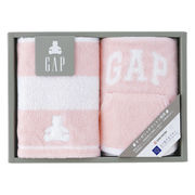 baby GAP ボーダーベア ウォッシュタオル1P･スタイ1Pピンク