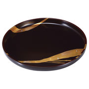 純金箔工芸 溜塗 金彩 10.0丸盆