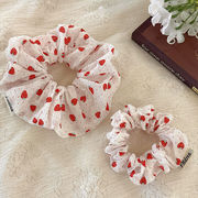 可愛い いちごのシュシュ 伸縮性 女性のヘアアクセサリー 髪飾り いちごの雑貨 いちごヘアゴム