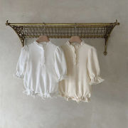 2026春新作　ベビー服　レース　立ち襟　ロンパース　女の子　長袖　カバーオール　可愛い　子供服　2色