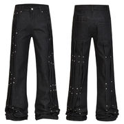 メンズファッション デニム パンツ 男女兼用 ストリート系 ベルボトム 秋冬 2025新作★