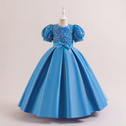 ★mineka★キッズドレス フォーマル スパンコール切替 ボリュームフレア 発表会 結婚式