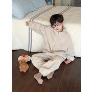 【両面ボア】子供服 キッズ ルームウェア 上下セット 男女兼用 厚手 あったか もこもこ パジャマ 韓国風