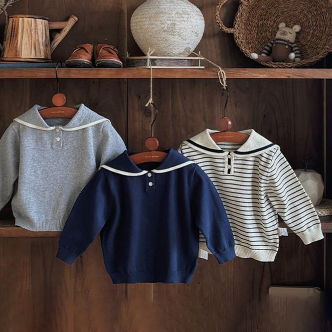 2025秋冬※セーラー風 トップス ニット プルオーバー セーター インナー 男の子