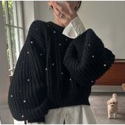 2026新作 韓国風 レディース服 トップス 灯籠袖ニット 2色