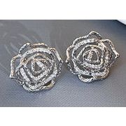 レーディス エレガント シルバーフラワー デザイン ピアス　e0212