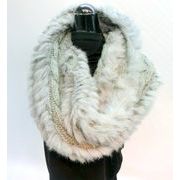 【大幅値下げ】【ファー】【スヌード】ラビットファー付ニットスヌードマフラー